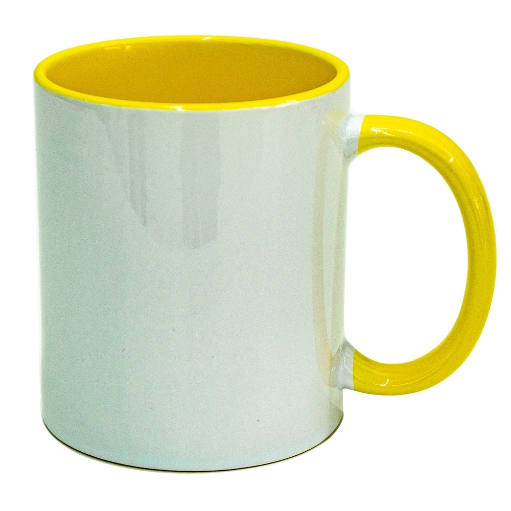 Caneca Branca De Cer Mica Ml Interna E Al A Colorido